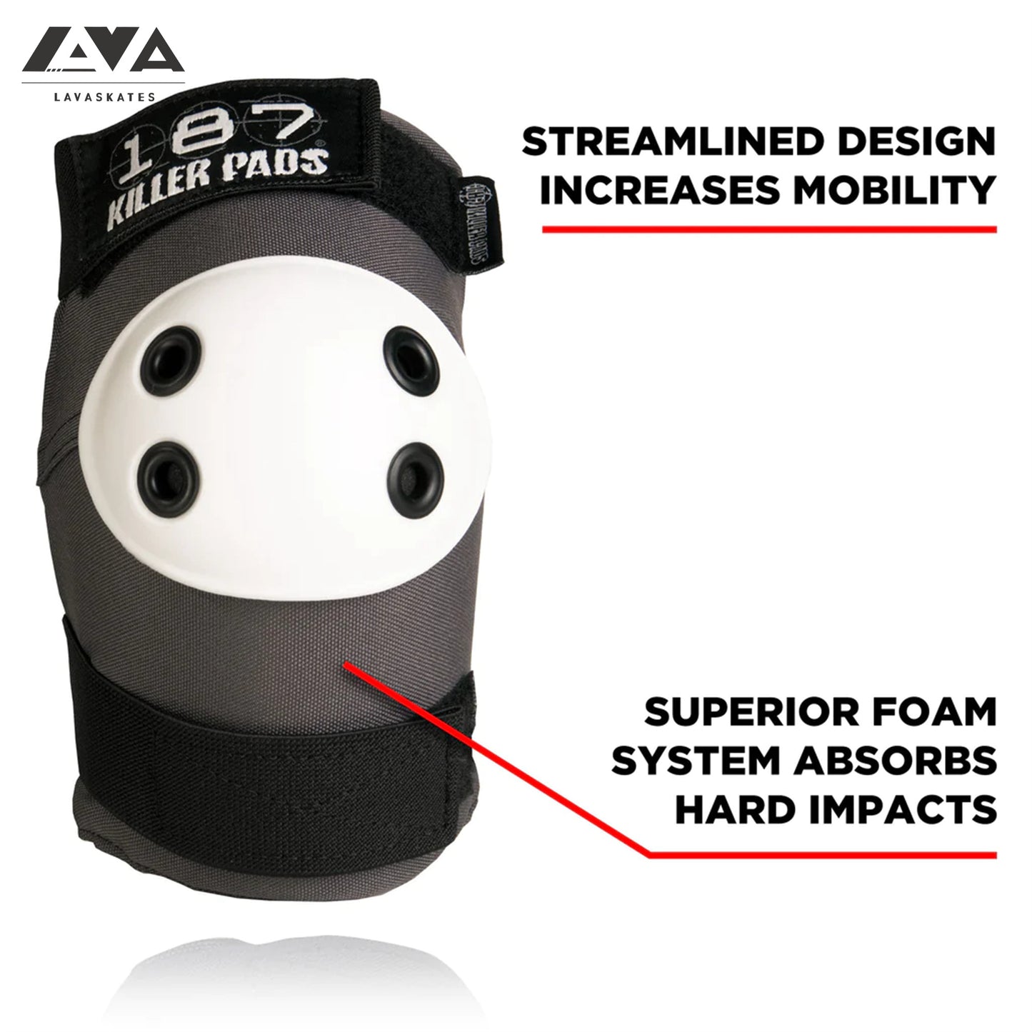 187 ELBOW PAD - GREY WITH WHITE CAPS