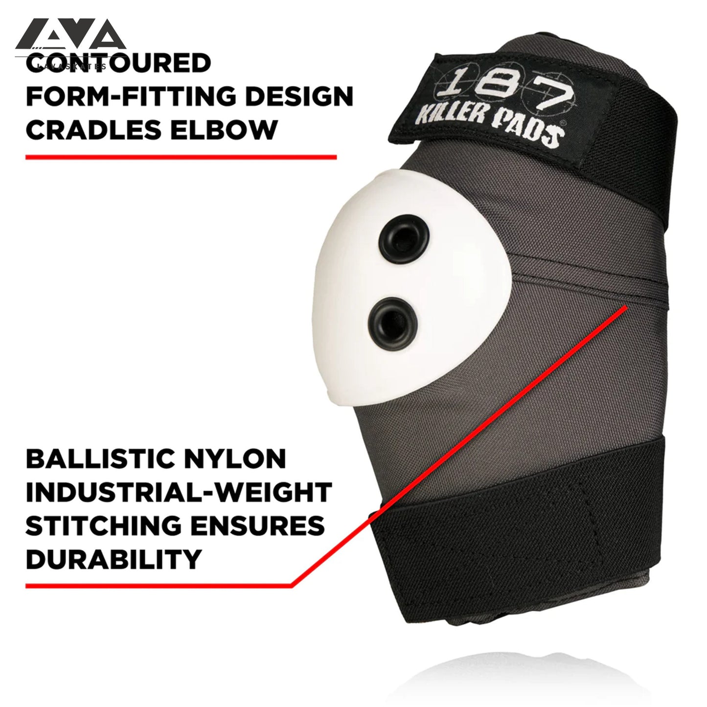 187 ELBOW PAD - GREY WITH WHITE CAPS