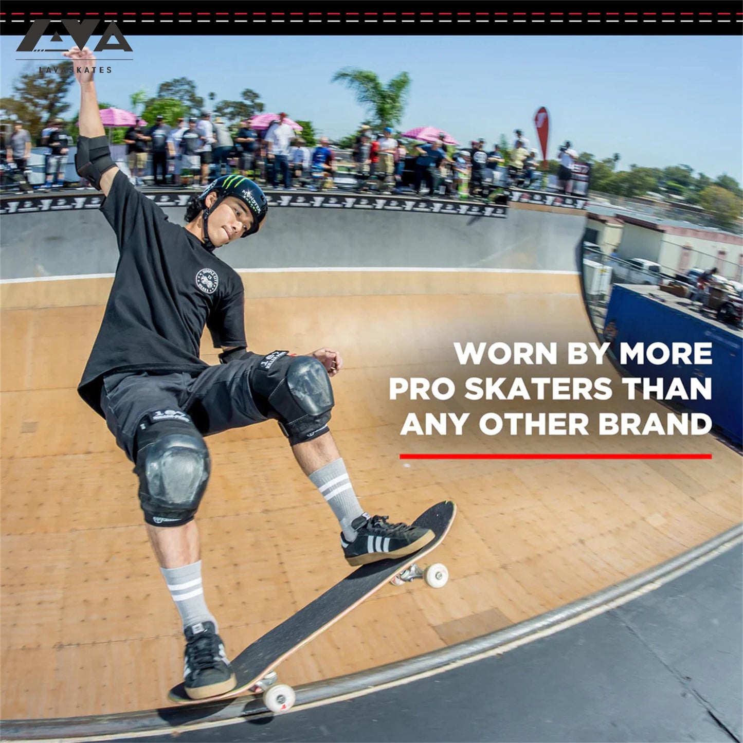 187 PRO KNEE PAD - BLACK/WHITE WITH WHITE CAPS