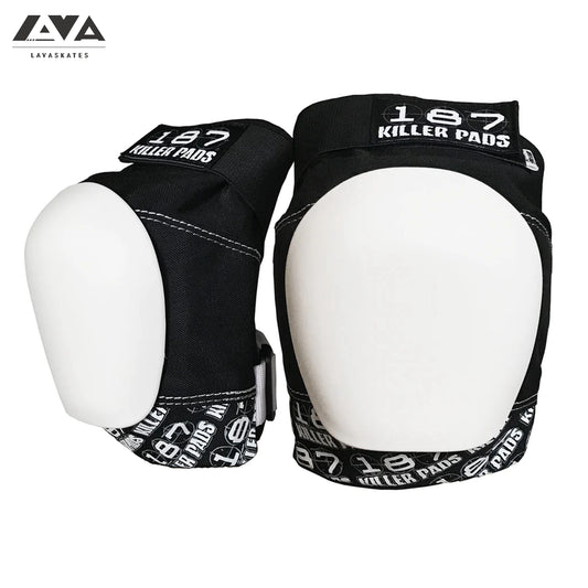 187 PRO KNEE PAD - BLACK/WHITE WITH WHITE CAPS