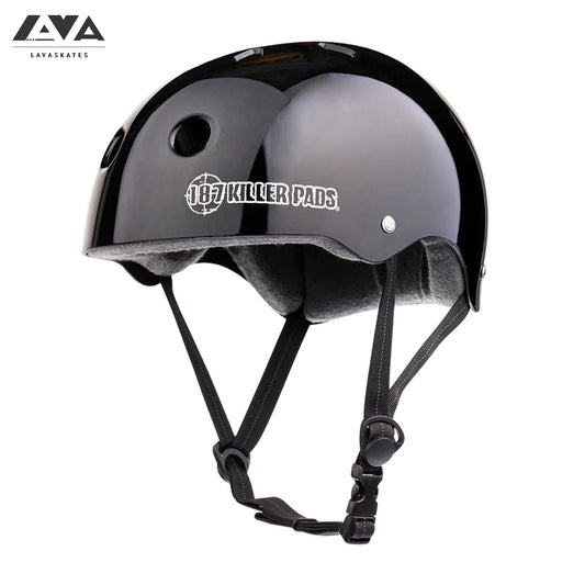 187 PRO SKATE HELMET W/ SWEATSAVER LINER - BLACK GLOSS