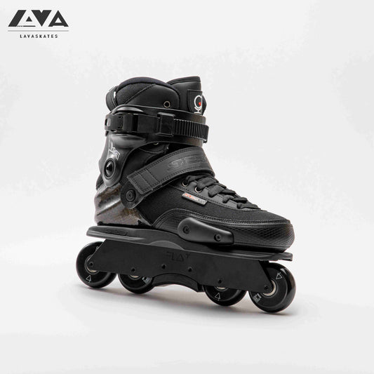 SEBA CJ WELLSMORE CARBON SKATES (CARBON FIBRE BOOT) WITH FLAT AP FRAME/WHEEL SET - COMPLETE