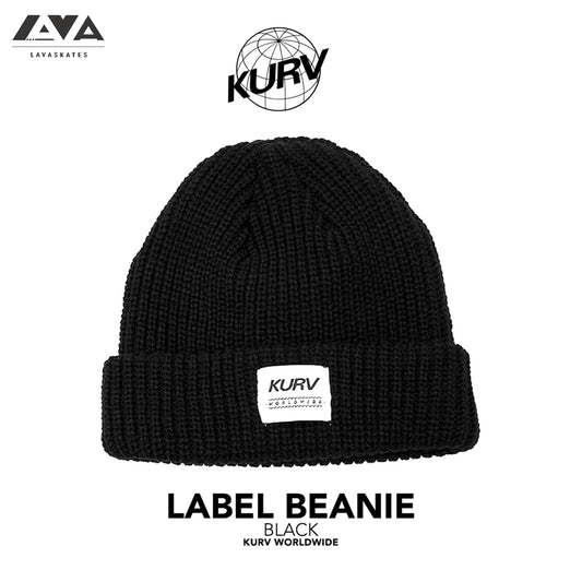 KURV LABEL BEANIE BLACK