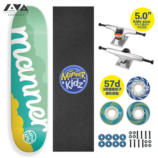 MANNER KIDZ SKATEBOARD COMPLETE GREEN YELLOW - 29*7.25 IN