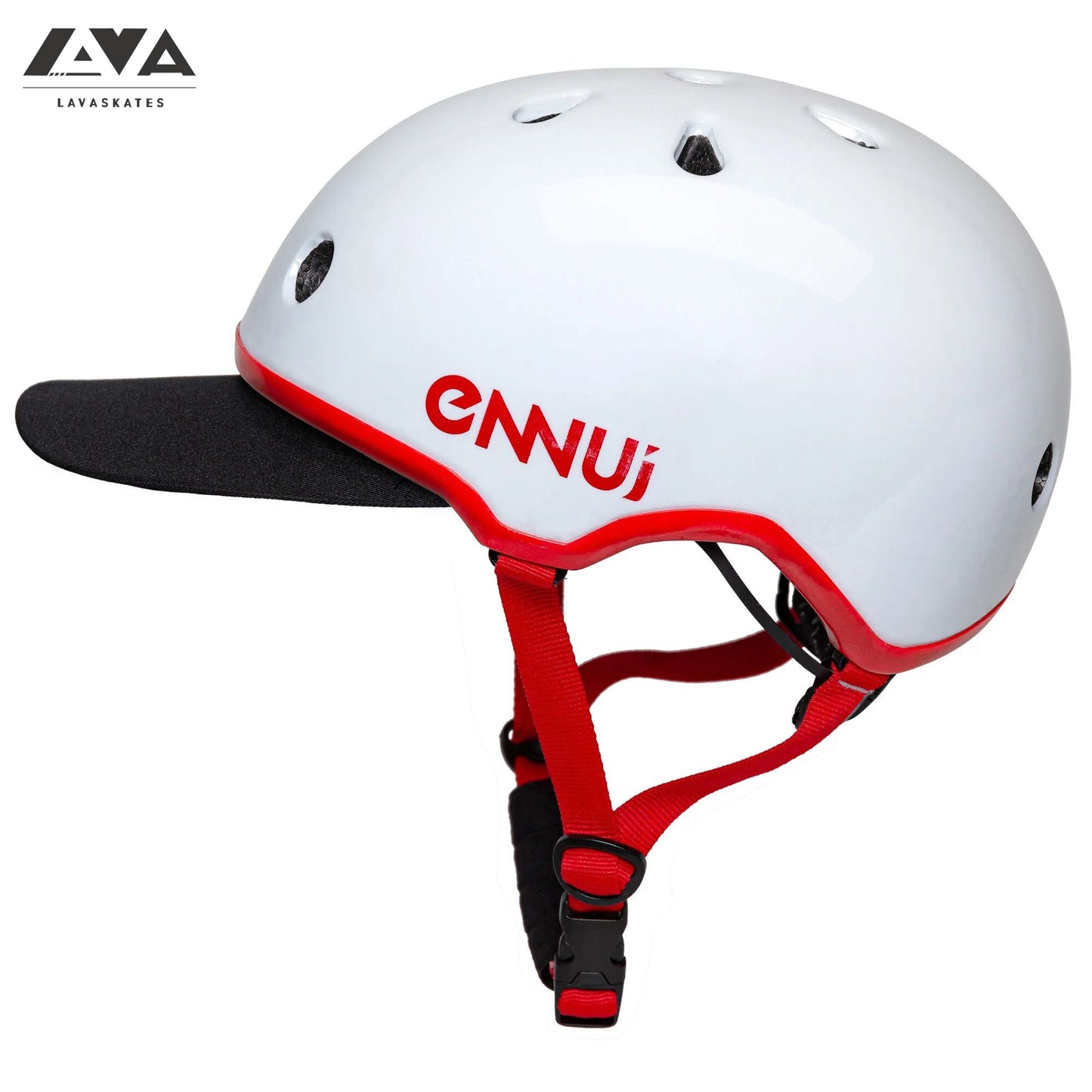 ENNUI ELITE WHITE RED HELMET (INCLUDE REMOVABLE PEAK)