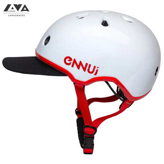 ENNUI ELITE WHITE RED HELMET (INCLUDE REMOVABLE PEAK)